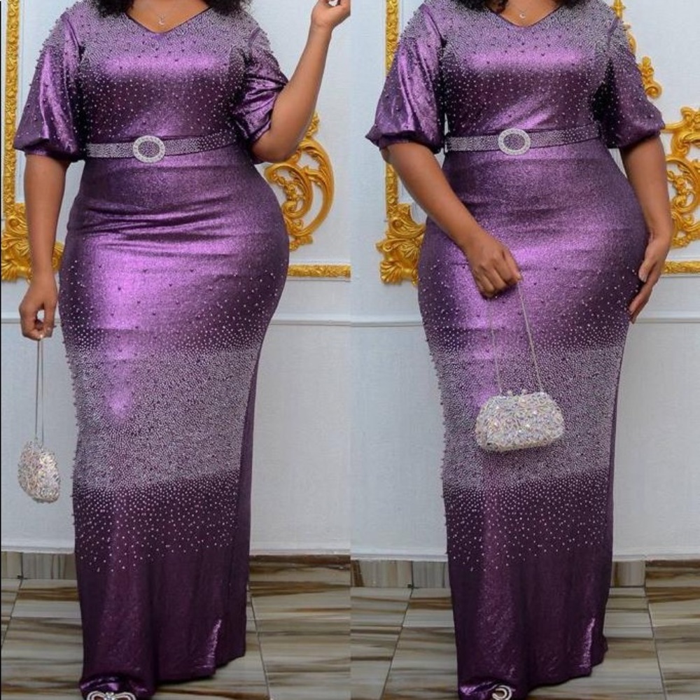 Purple dress with stone. Comes with the belt